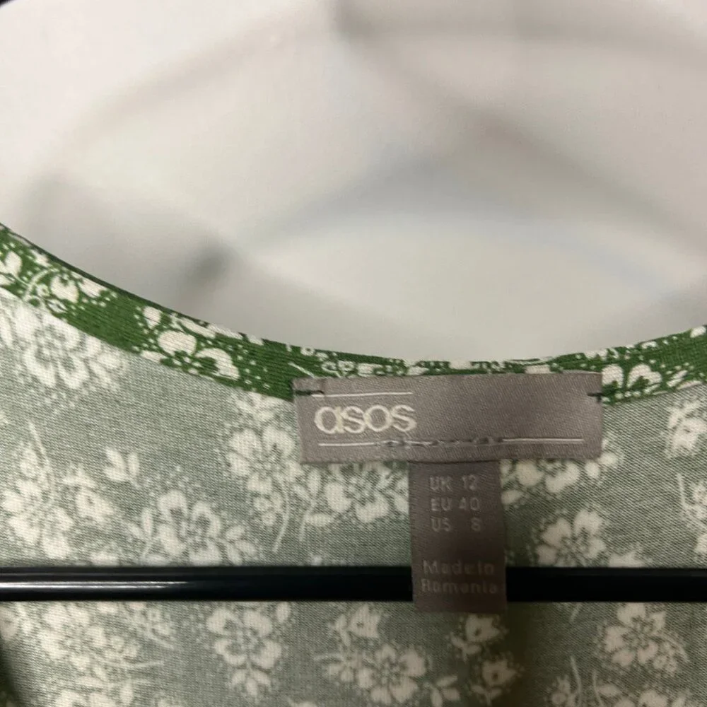 ASOS Green maxi floral dress size 8 - Picture 4 of 6